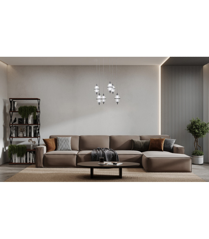 Fuente Cluster Pendant Ceiling Light Matt Black Chrome 3000K Warm White 6xLED-5