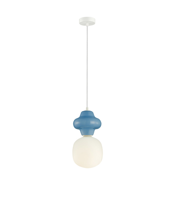 Latera Large Slim Pendant Ceiling Light Blue Matt WhiteDark-1