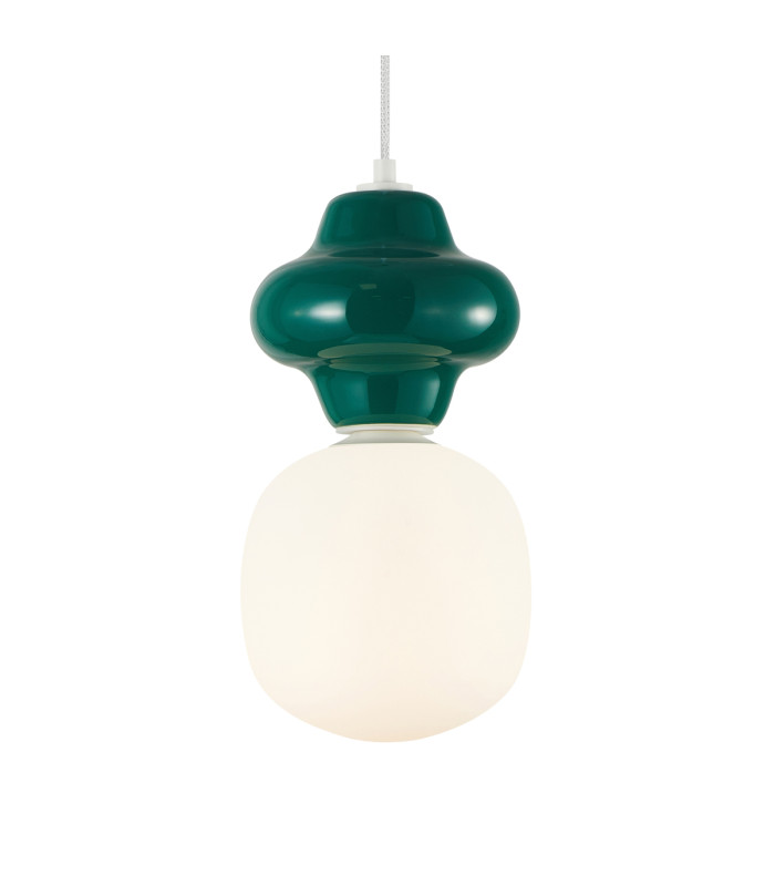 Latera Slim Pendant Ceiling Light Green Matt White-2