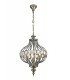 Ceiling Pendant 3 Light E14 Antique Brass, Amber Crystal - 1