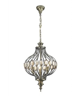Ceiling Pendant 3 Light E14 Antique Brass, Amber Crystal - 1