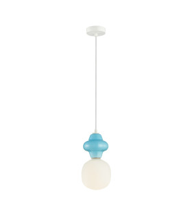 Latera Small Slim Pendant Ceiling Light Blue Matt White-1