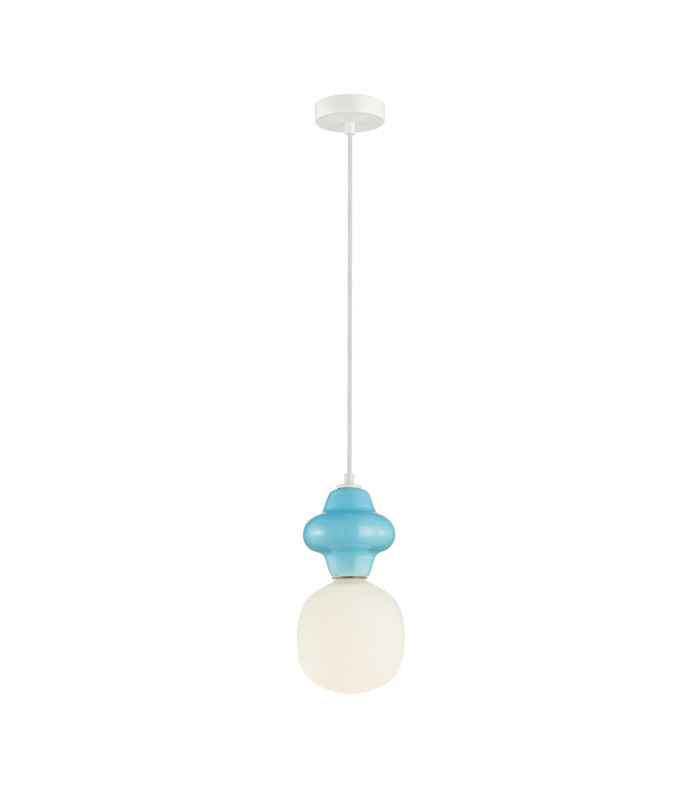 Latera Small Slim Pendant Ceiling Light Blue Matt White-1