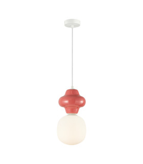 Latera Large Slim Pendant Ceiling Light Dark Red Matt White-1