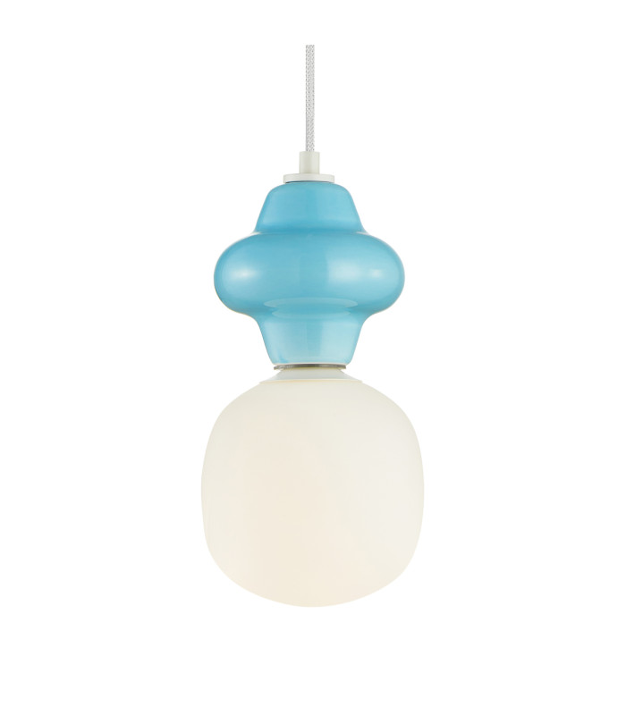 Latera Small Slim Pendant Ceiling Light Blue Matt White-2