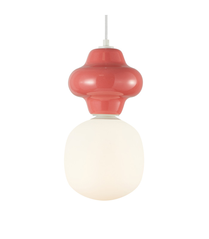 Latera Large Slim Pendant Ceiling Light Dark Red Matt White-2