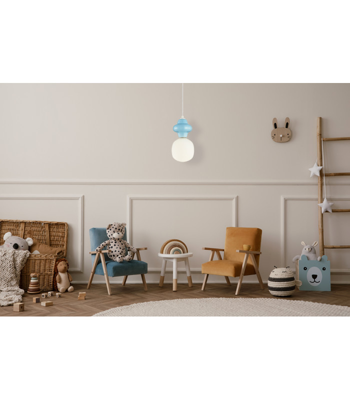 Latera Small Slim Pendant Ceiling Light Blue Matt White-5