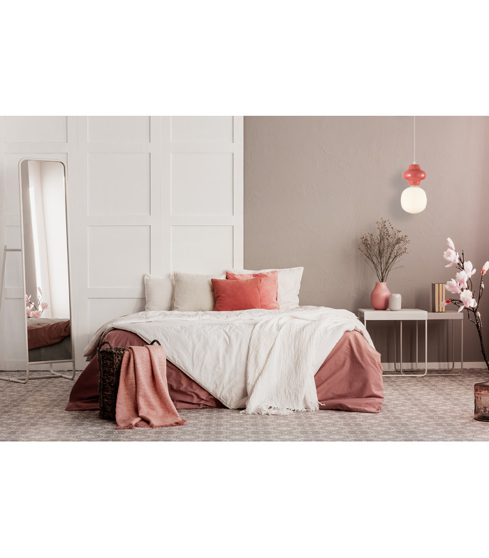 Latera Large Slim Pendant Ceiling Light Dark Red Matt White-5