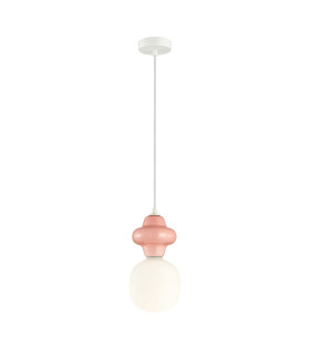 Latera Small Slim Pendant Ceiling Light Pink White Matt-1