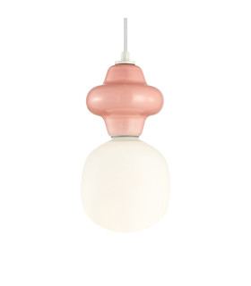 Latera Small Slim Pendant Ceiling Light Pink White Matt-2