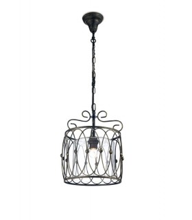 Caged Ceiling Pendant 1 Light E27 Black, Gold with Clear Glass - 1