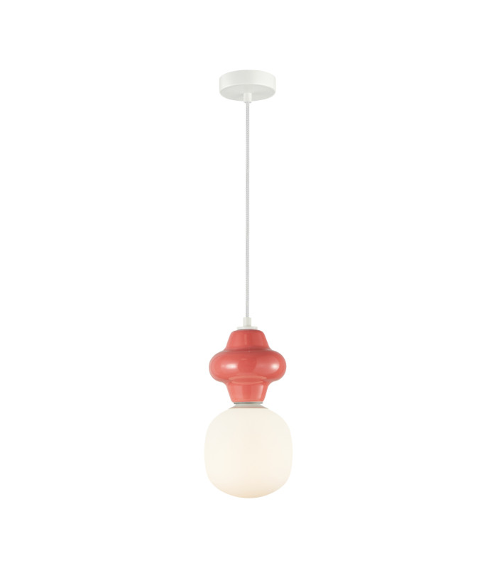 Latera Small Slim Pendant Ceiling Light Red Matt White-1