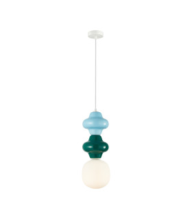 Latera Slim Pendant Ceiling Light Blue Green Matt White-1