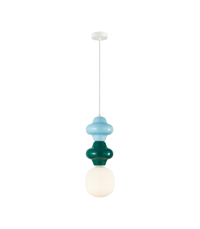 Latera Slim Pendant Ceiling Light Blue Green Matt White-1