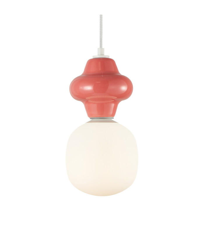 Latera Small Slim Pendant Ceiling Light Red Matt White-2