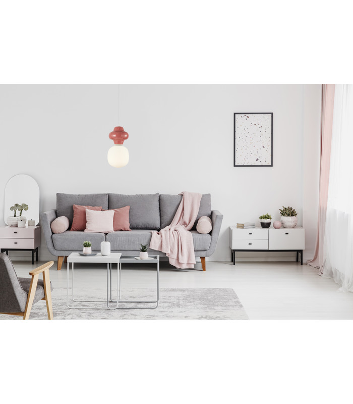 Latera Small Slim Pendant Ceiling Light Red Matt White-5
