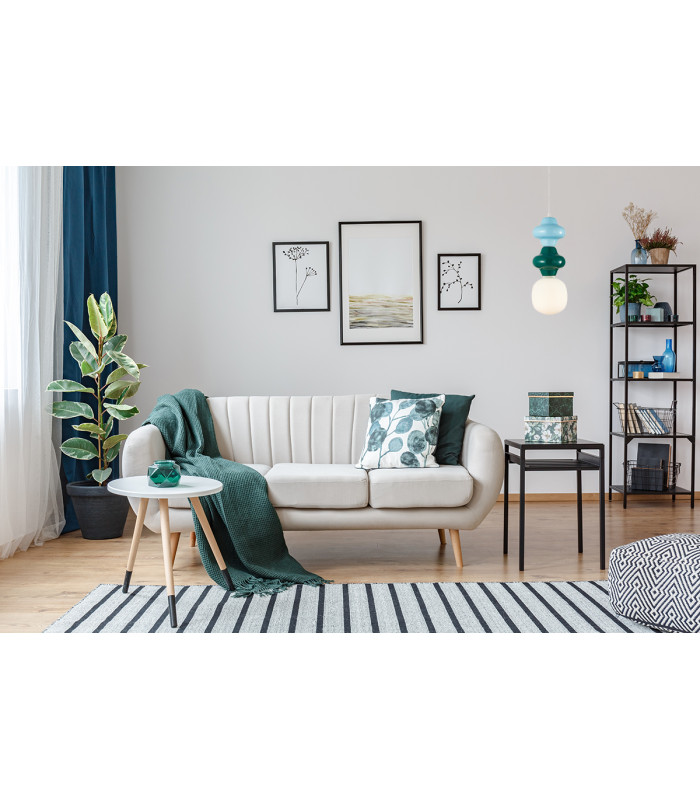 Latera Slim Pendant Ceiling Light Blue Green Matt White-5