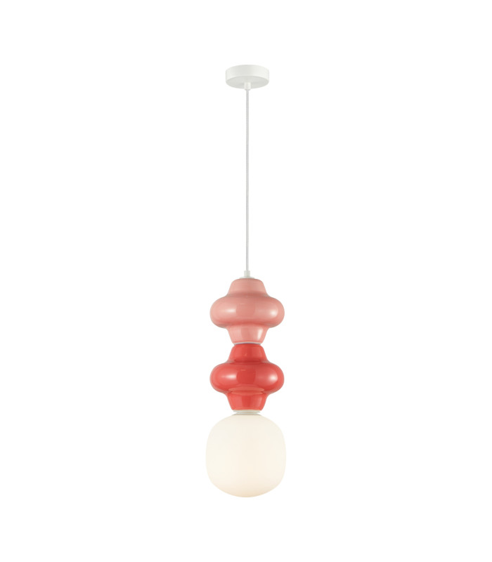 Latera Slim Pendant Ceiling Light Pink Red Matt White-1