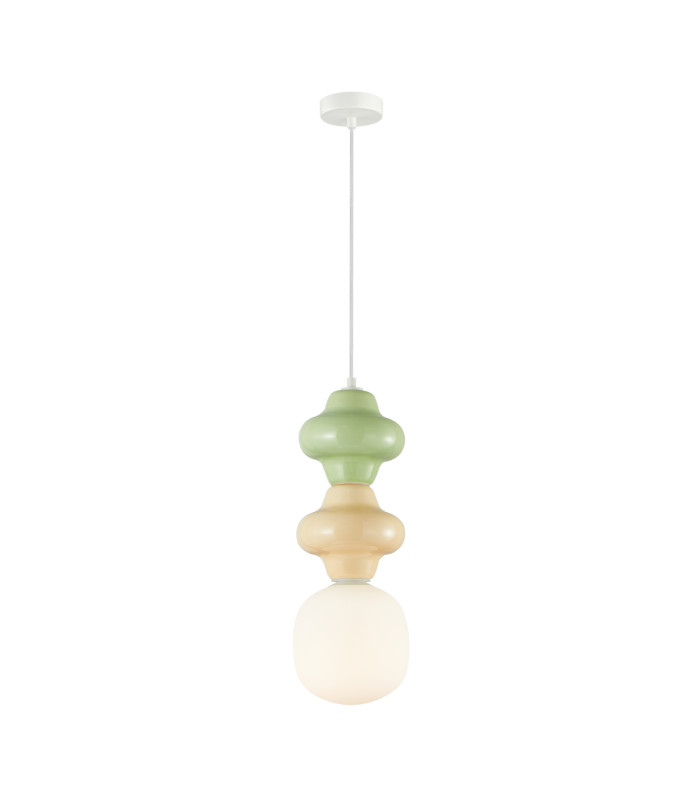 Latera Slim Pendant Ceiling Light Yellow Green Matt White-1