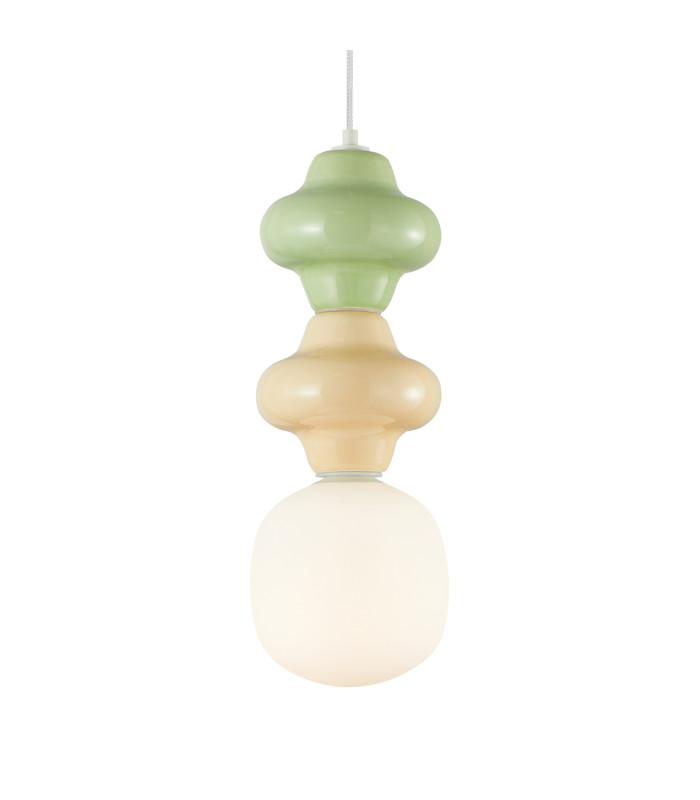 Latera Slim Pendant Ceiling Light Yellow Green Matt White-2