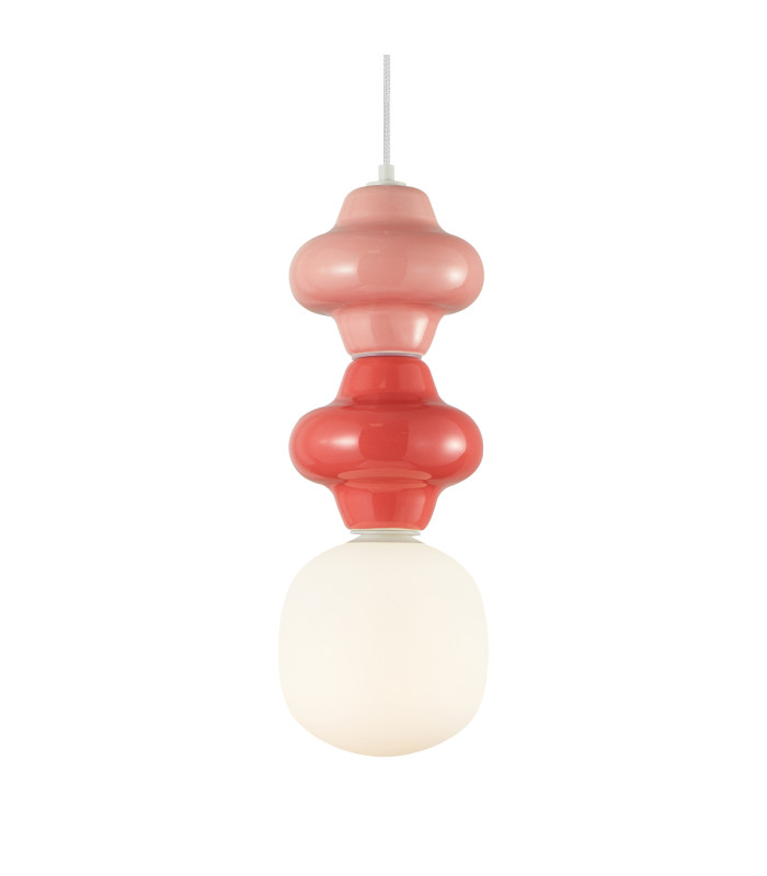 Latera Slim Pendant Ceiling Light Pink Red Matt White-2