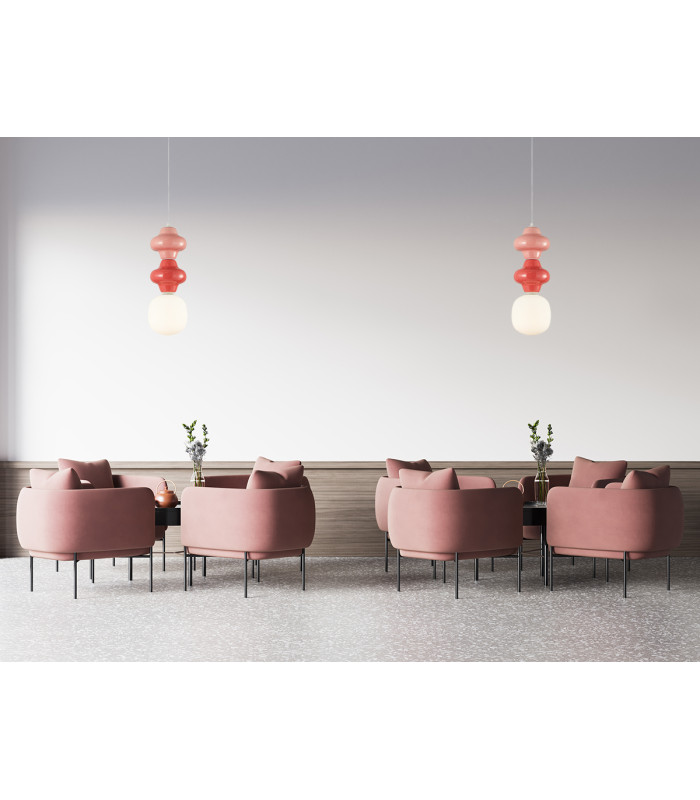 Latera Slim Pendant Ceiling Light Pink Red Matt White-5