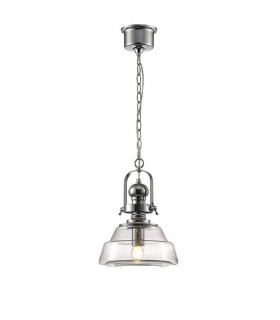 Small Dome Ceiling Pendant E27 Polished Chrome, Clear Glass - 1