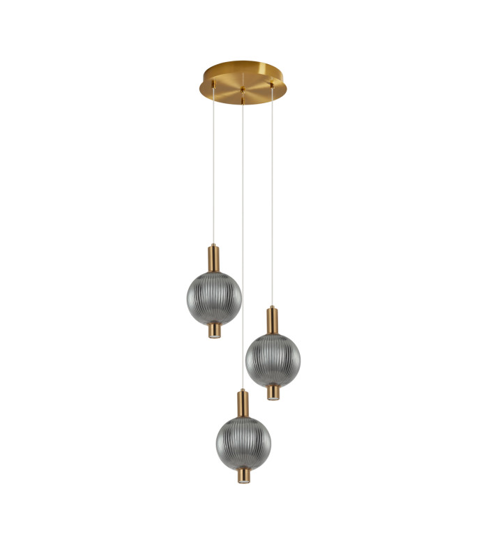 Lenti Cluster Pendant Ceiling Light Brass 3000K Warm White 3xLED-1