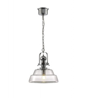 Medium Dome Ceiling Pendant E27 Polished Chrome, Clear Glass - 1