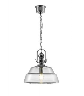 Large Dome Ceiling Pendant E27 Polished Chrome, Clear Glass - 1