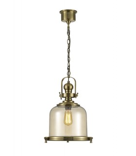 Medium Bell Ceiling Pendant E27 Antique Brass, Cognac Glass - 1
