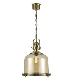 Large Bell Ceiling Pendant E27 Antique Brass, Cognac Glass - 1