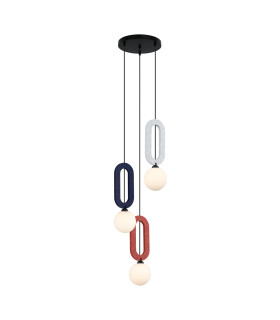 Masso Cluster Pendant Ceiling Light Grey Blue Red 3xG9-2