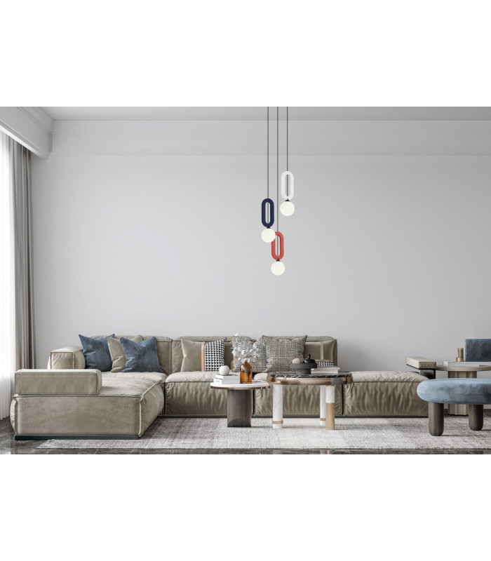Masso Cluster Pendant Ceiling Light Grey Blue Red 3xG9-5