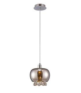 Dome Ceiling Pendant E14 Mirrored Glass, Polished Chrome, Clear Glass - 1