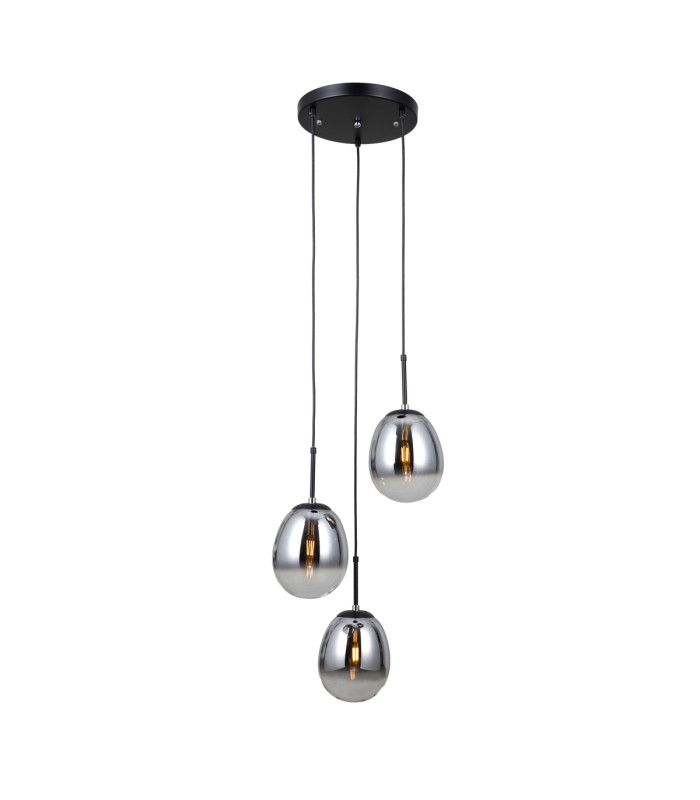 Meolo Cluster Pendant Ceiling Light Matt Black 3xE14-2