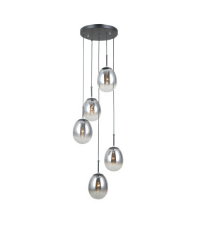 Meolo Cluster Pendant Ceiling Light Matt Black 5xE14-2