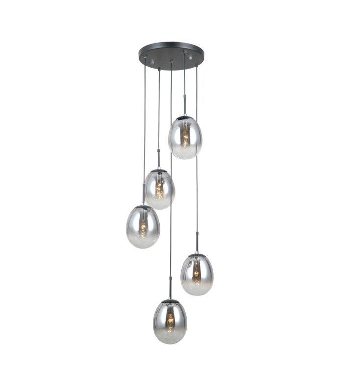 Meolo Cluster Pendant Ceiling Light Matt Black 5xE14-2