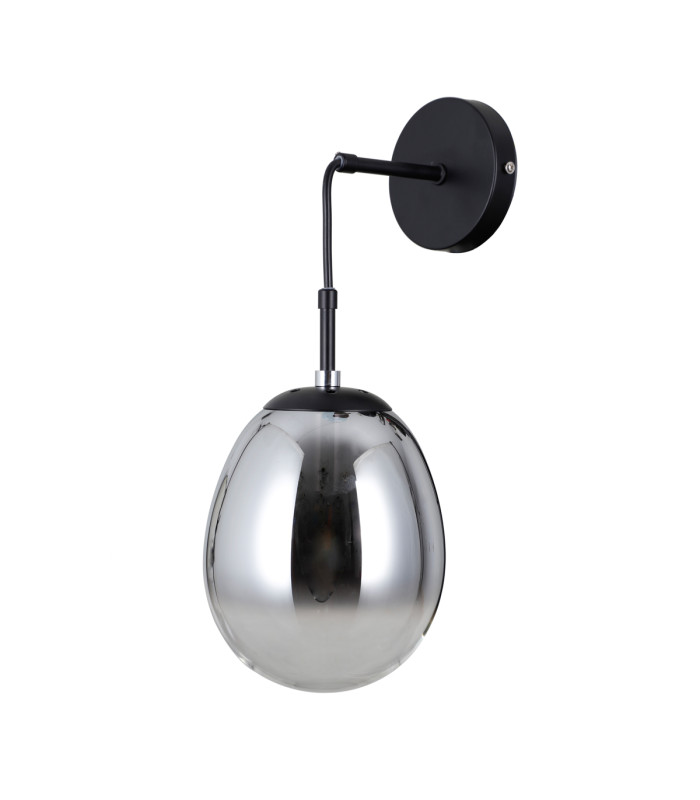 Meolo Globe Wall Lamp Matt Black with Smoked Shade-1