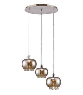 Ceiling Cluster Pendant 3 Light E14 Round Mirrored Glass, Polished Chrome, Clear Glass - 1
