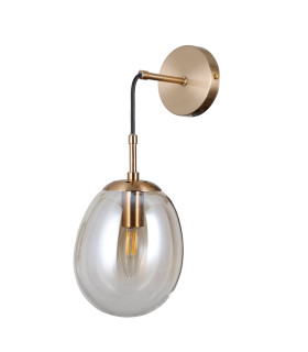 Meolo Globe Wall Lamp Gold with Amber Shade-1