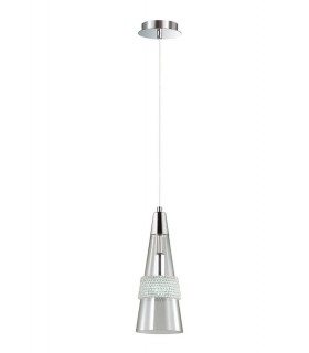 Ceiling Pendant 1 Light E14 Polished Chrome, Crystal - 1