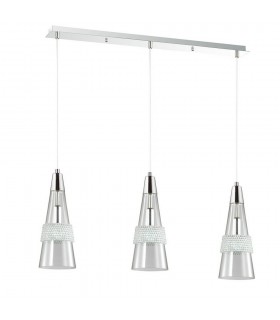 Ceiling Pendant 3 Light E14 Linear Polished Chrome, Crystal - 1