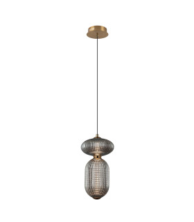 Nico 35cm Slim Pendant Ceiling Light Black Antique Brass Gold 3000K Warm White 2xLED-1