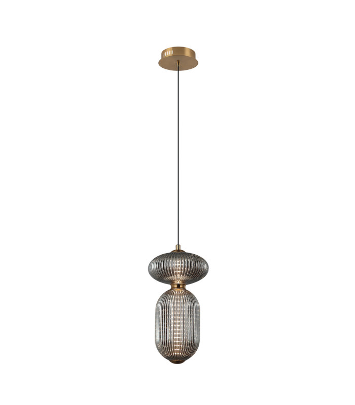 Nico 35cm Slim Pendant Ceiling Light Black Antique Brass Gold 3000K Warm White 2xLED-1