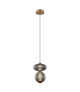 Nico 29cm Slim Pendant Ceiling Light Black Antique Brass Gold 3000K Warm White 2xLED-1