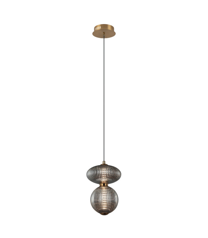 Nico 29cm Slim Pendant Ceiling Light Black Antique Brass Gold 3000K Warm White 2xLED-1