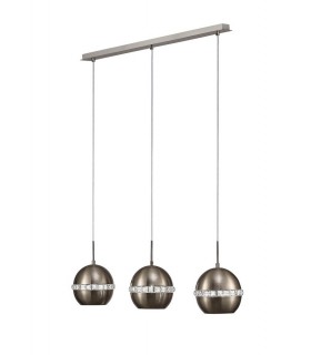 Ceiling Pendant 3 Light E27 Linear Polished Chrome, Crystal - 1
