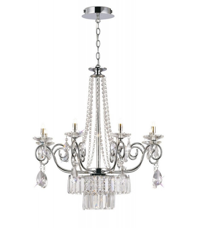 Ceiling Pendant Chandelier 8 Light G9 Polished Chrome, Crystal - 1