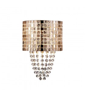 Wall Lamp 2 Light G9 Rose Gold, Mosaic Glass, Crystal - 1